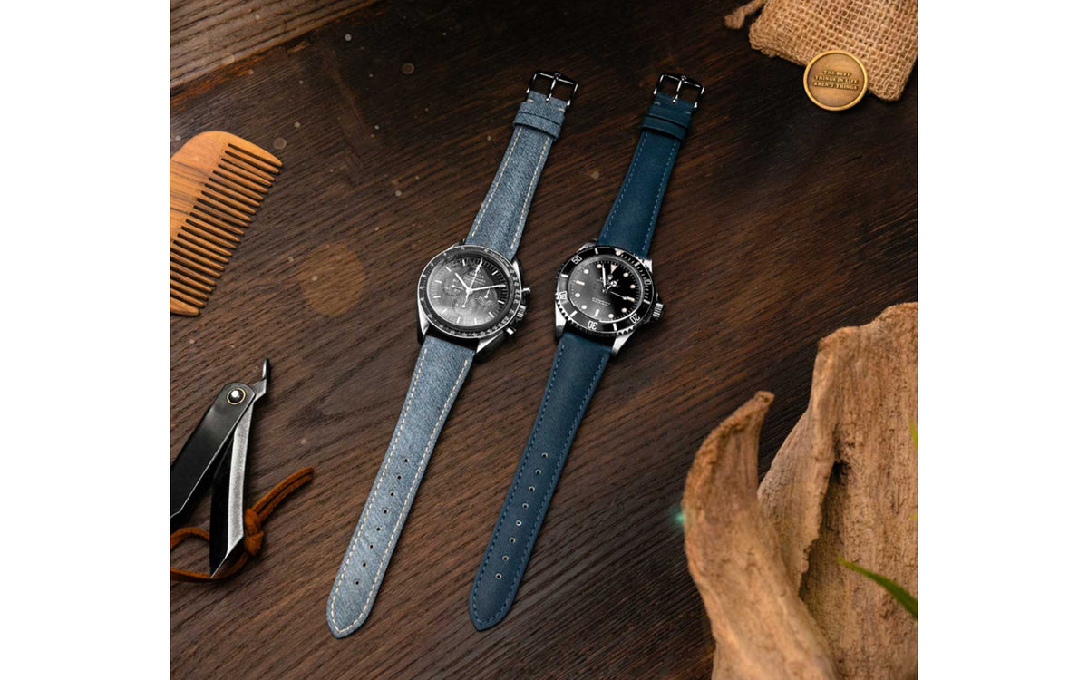 Fibre Plant by HIRSCH - Brushed Denim Vegan Sustainable Watch Strap