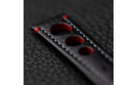 Rally by HIRSCH - Men's Black & Red Artisan Racing Leather Watch Strap