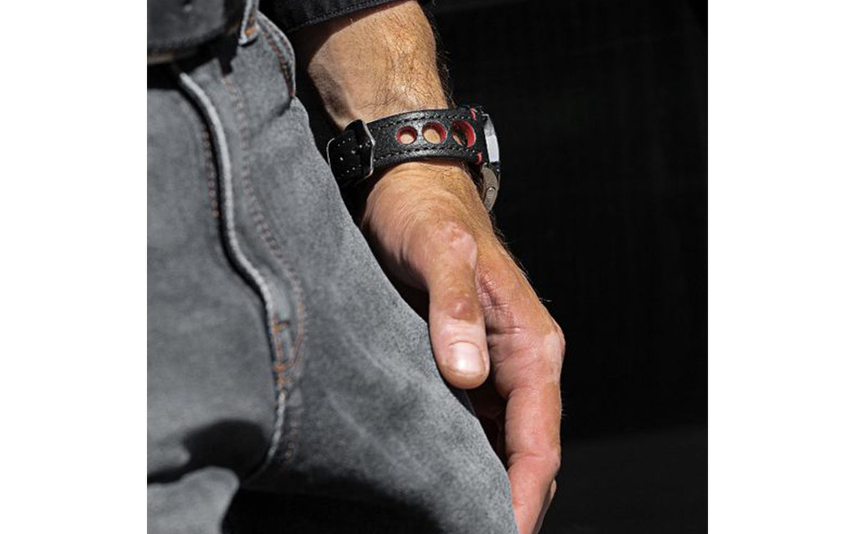 Rally by HIRSCH - Men&#39;s Black &amp; Red Artisan Racing Leather Watch Strap