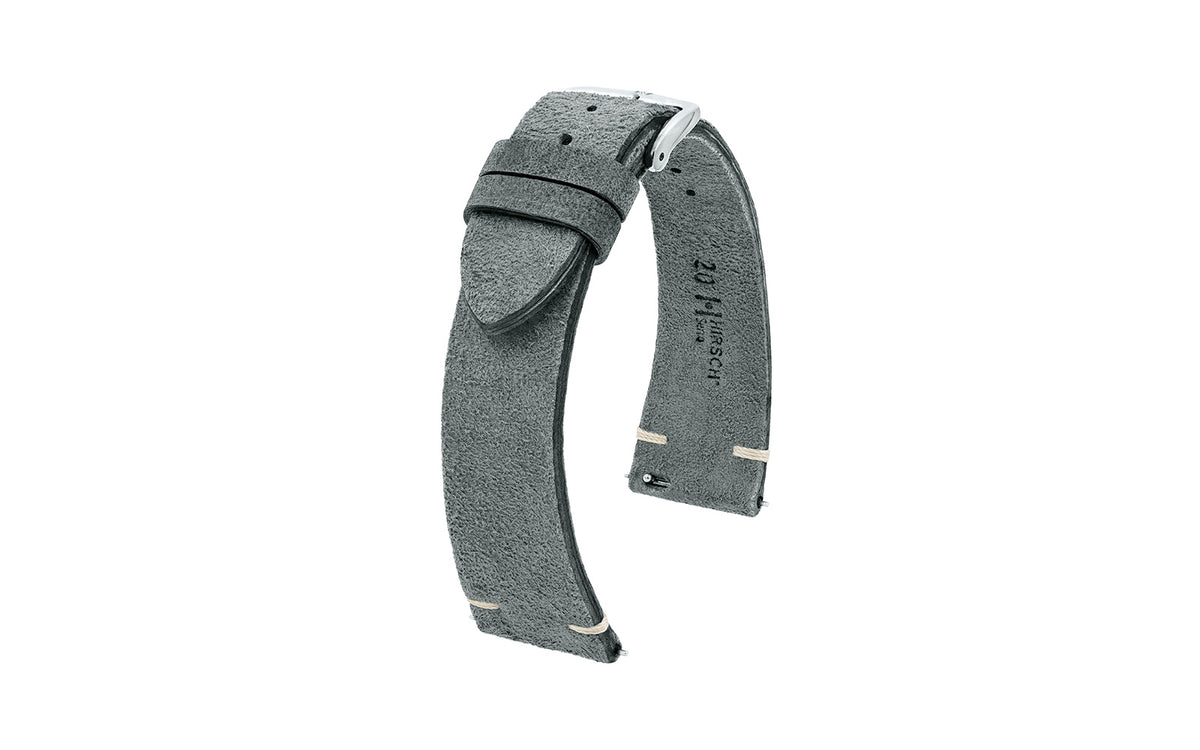 Serro by HIRSCH - Men&#39;s Grey Vintage Suede Watch Strap