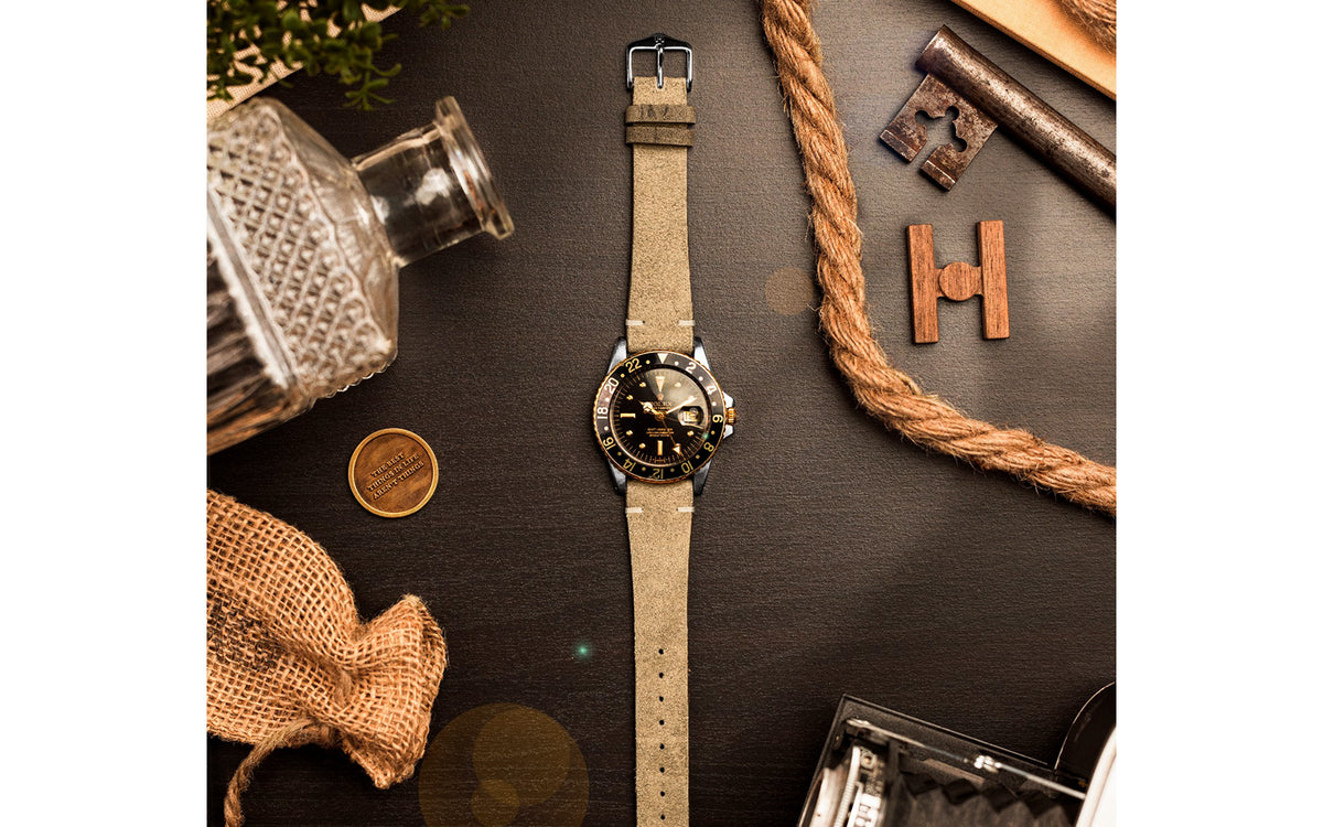 Serro by HIRSCH - Men&#39;s Tan Vintage Suede Watch Strap