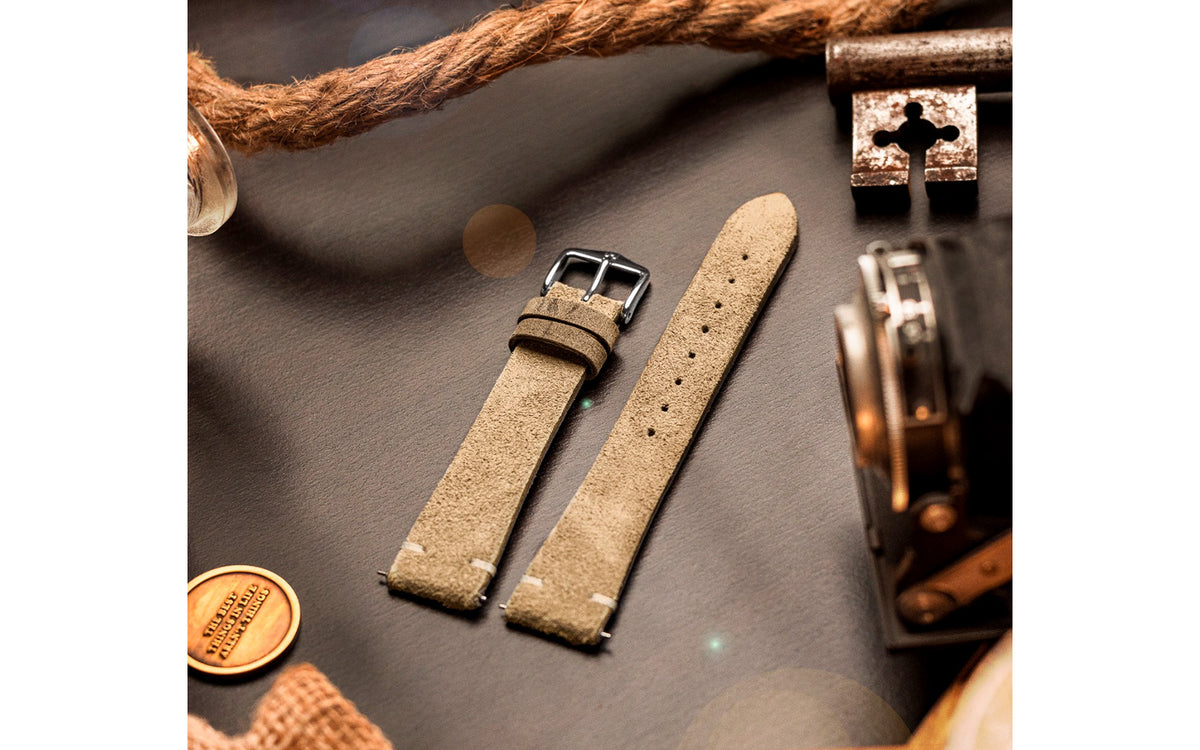 Serro by HIRSCH - Men&#39;s Tan Vintage Suede Watch Strap
