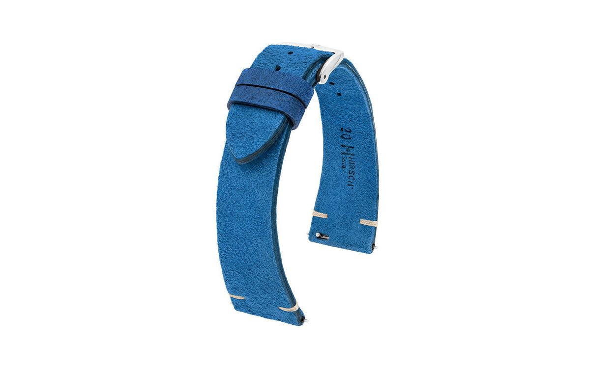 Serro by HIRSCH - Men&#39;s Blue Vintage Suede Watch Strap