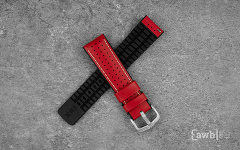 Tiger by HIRSCH - Red Perforated Smooth Calfskin Performance Watch Strap
