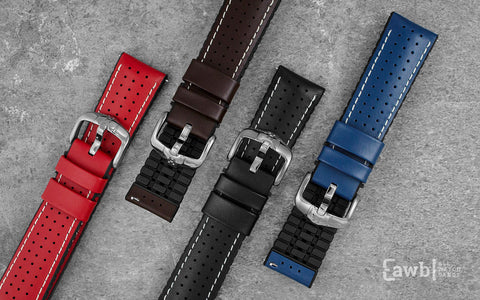 Tiger by HIRSCH - Blue Perforated Smooth Calfskin Performance Watch Strap