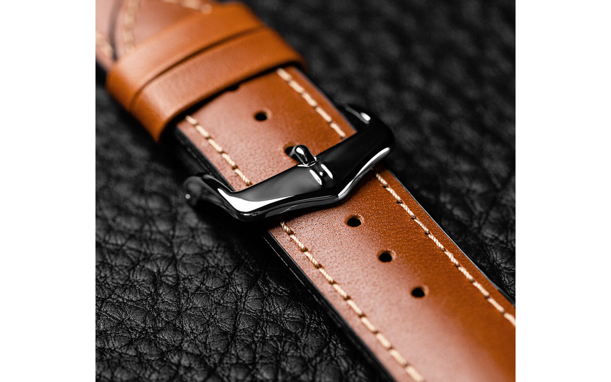James by HIRSCH - SHORT Golden Brown Italian Calfskin Performance Watch Strap