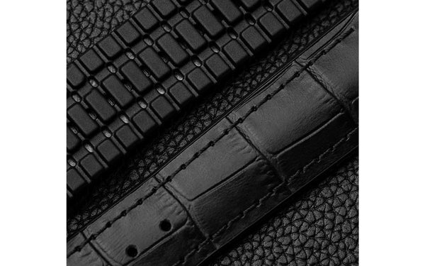 Paul by HIRSCH - SHORT Black Alligator Grain Leather Performance Watch Strap