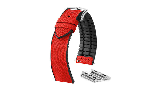 Apple Watch Strap - HIRSCH Arne Red Sailcloth Effect Performance