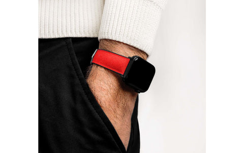 Apple Watch Strap - HIRSCH Arne Red Sailcloth Effect Performance