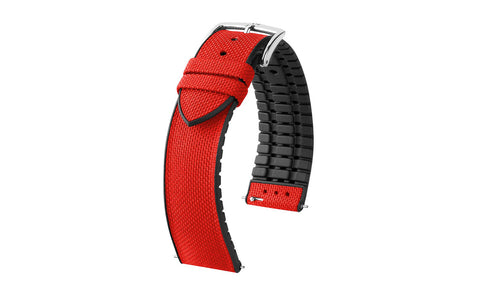 Arne by HIRSCH - Red Sailcloth Effect Performance Watch Strap