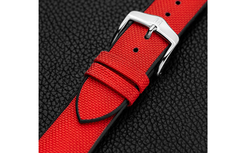 Arne by HIRSCH - Red Sailcloth Effect Performance Watch Strap