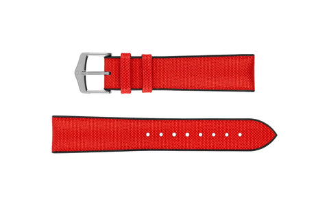 Arne by HIRSCH - SHORT Red Sailcloth Effect Performance Watch Strap