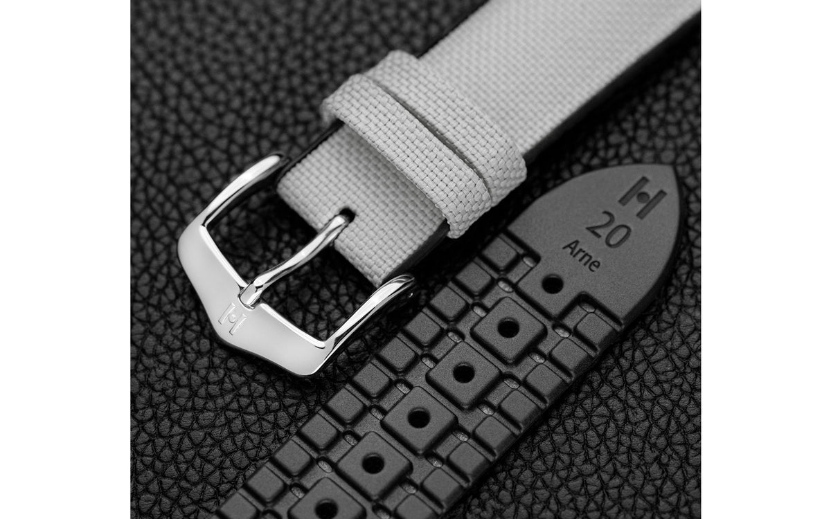 Arne by HIRSCH - Grey Sailcloth Effect Performance Watch Strap