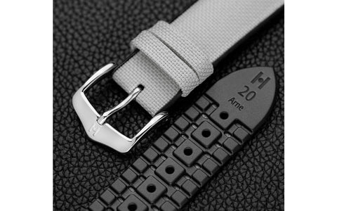 Arne by HIRSCH - Grey Sailcloth Effect Performance Watch Strap