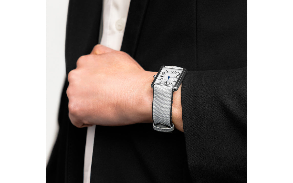 Arne by HIRSCH - Grey Sailcloth Effect Performance Watch Strap