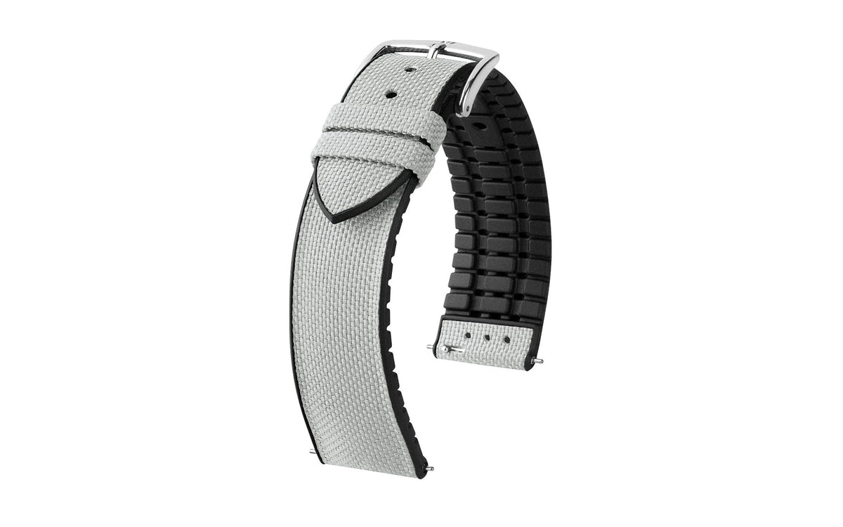 Arne by HIRSCH - Grey Sailcloth Effect Performance Watch Strap