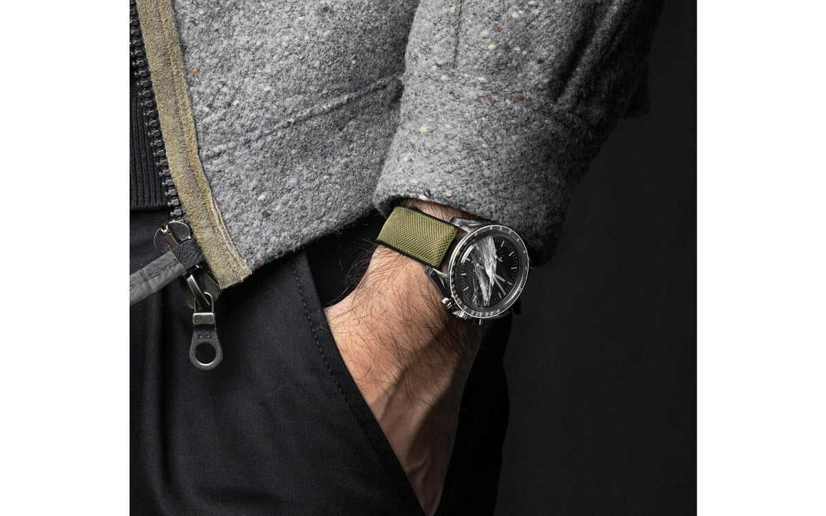 Arne by HIRSCH - Green Sailcloth Effect Performance Watch Strap