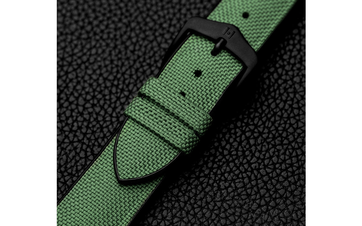 Arne by HIRSCH - Dark Green Sailcloth Effect Performance Watch Strap