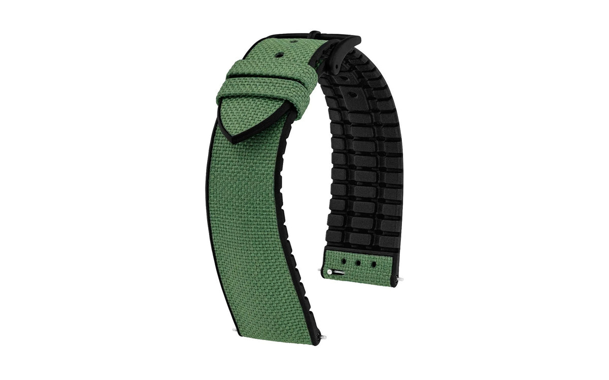 Arne by HIRSCH - Dark Green Sailcloth Effect Performance Watch Strap
