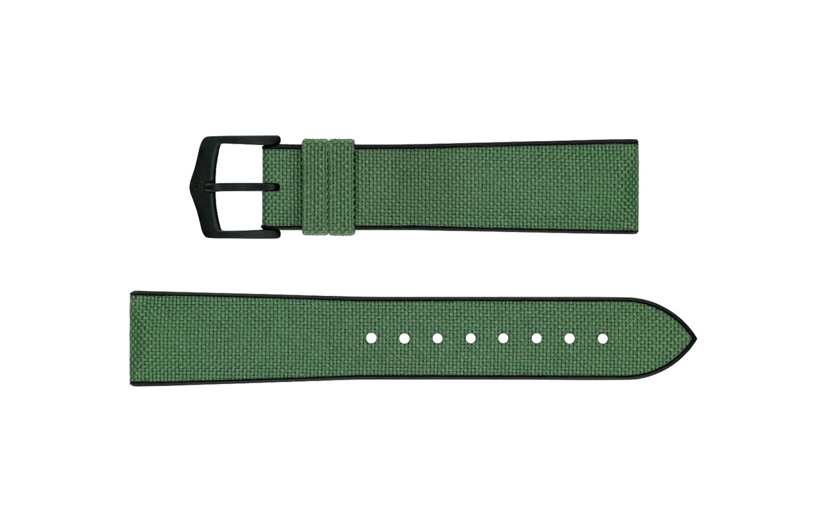 Arne by HIRSCH - Dark Green Sailcloth Effect Performance Watch Strap