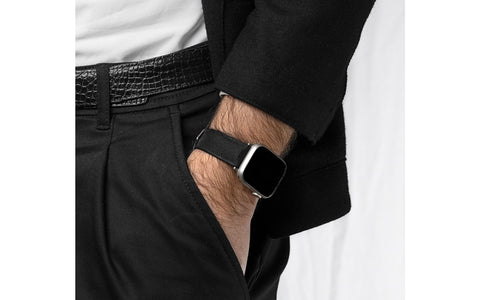 Apple Watch Strap - HIRSCH Arne Black Sailcloth Effect Performance