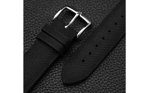 Arne by HIRSCH - Black Sailcloth Effect Performance Watch Strap