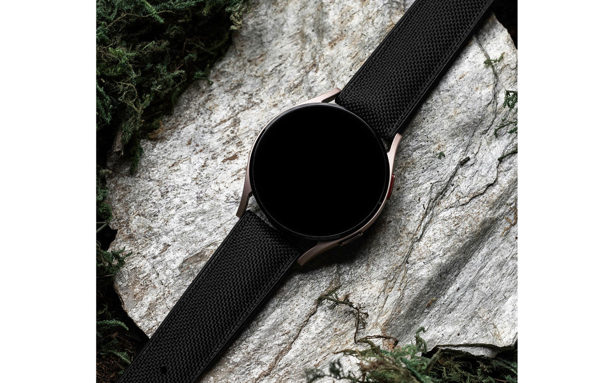 Arne by HIRSCH - Black Sailcloth Effect Performance Watch Strap