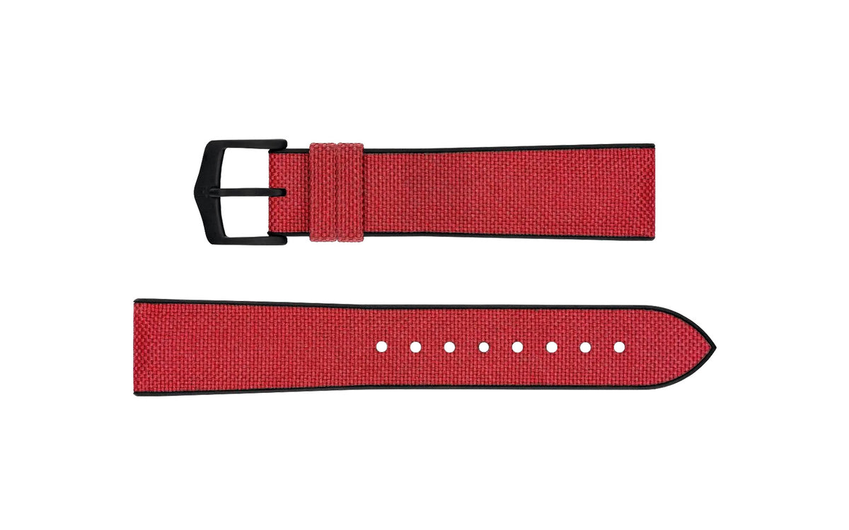 Arne by HIRSCH - Burgundy Sailcloth Effect Performance Watch Strap