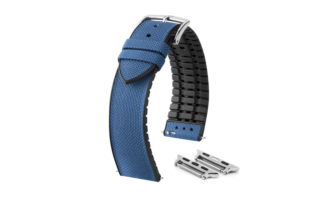 Apple Watch Strap - HIRSCH Arne Blue Sailcloth Effect Performance