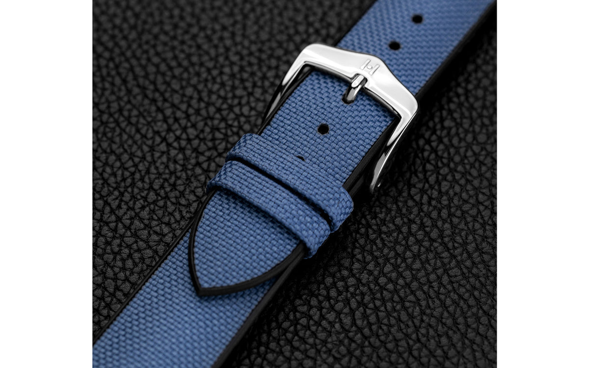 Arne by HIRSCH - Blue Sailcloth Effect Performance Watch Strap