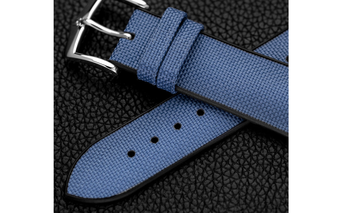Arne by HIRSCH - Blue Sailcloth Effect Performance Watch Strap