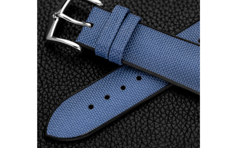 Arne by HIRSCH - Blue Sailcloth Effect Performance Watch Strap