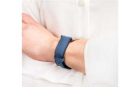 Arne by HIRSCH - Blue Sailcloth Effect Performance Watch Strap
