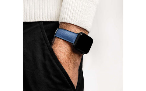 Apple Watch Strap - HIRSCH Arne Blue Sailcloth Effect Performance