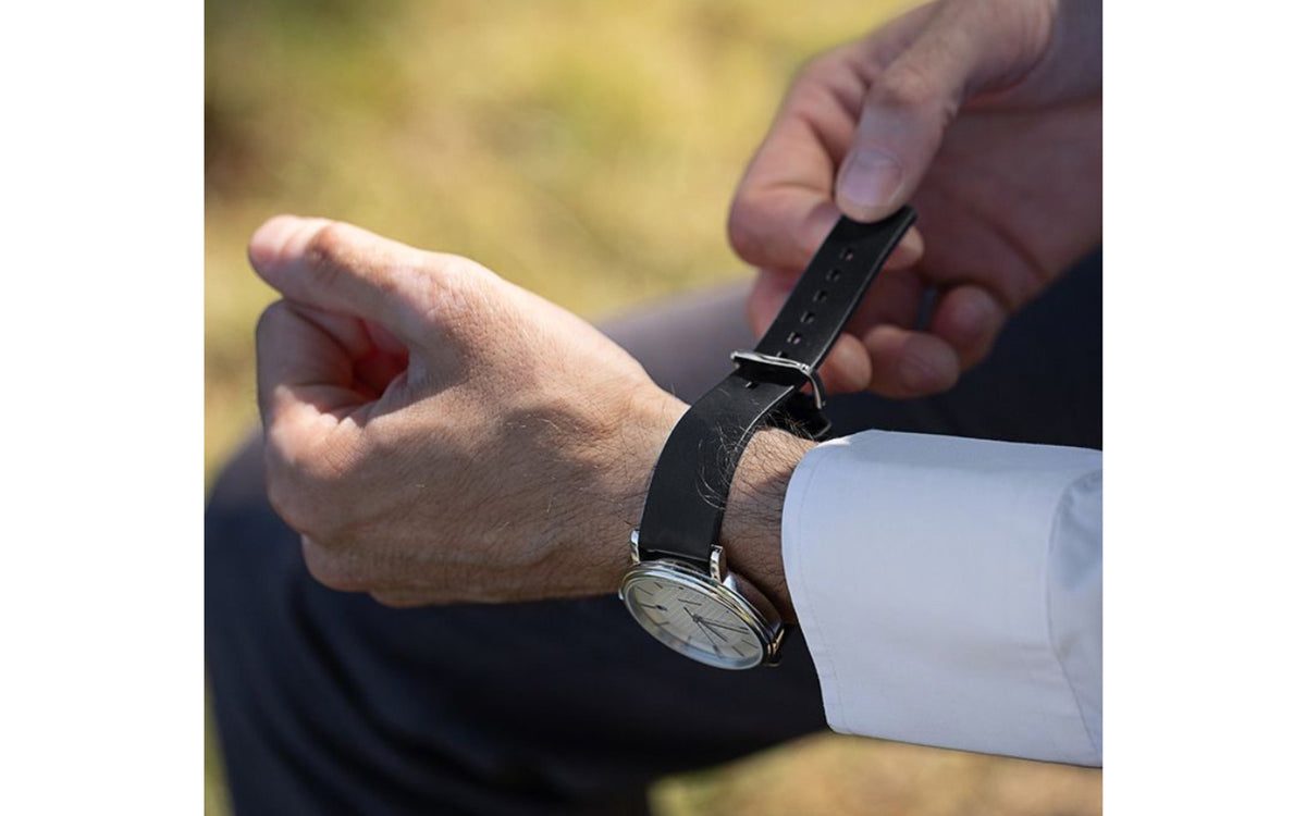 Pure by HIRSCH - LONG Length Black Natural Caoutchouc Rubber Watch Strap