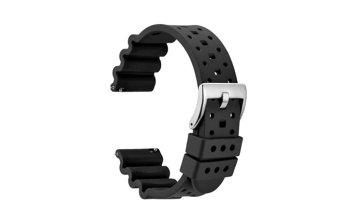 AWB Men&#39;s Black Silicone Diver Watch Band