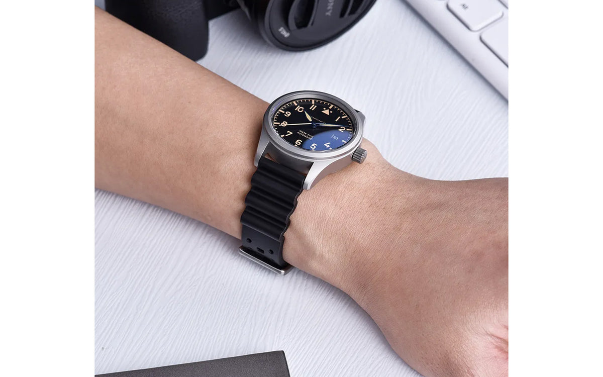 AWB Men&#39;s Black Silicone Diver Watch Band