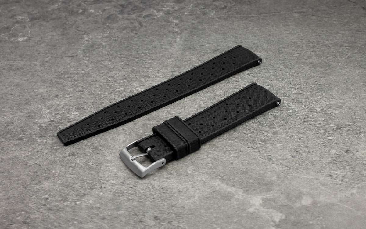 AWB Black Tropical Style FKM Rubber Watch Strap
