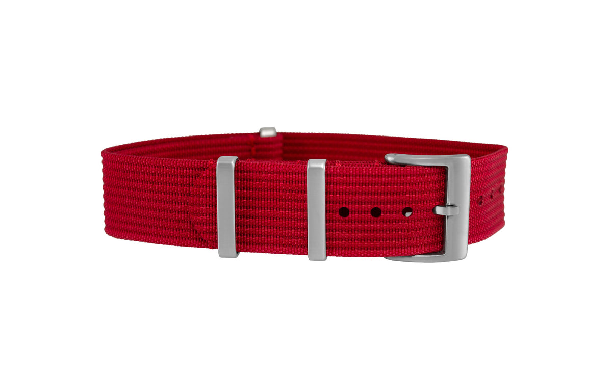 AWB Berry Red Premium Ribbed Nylon Watch Strap