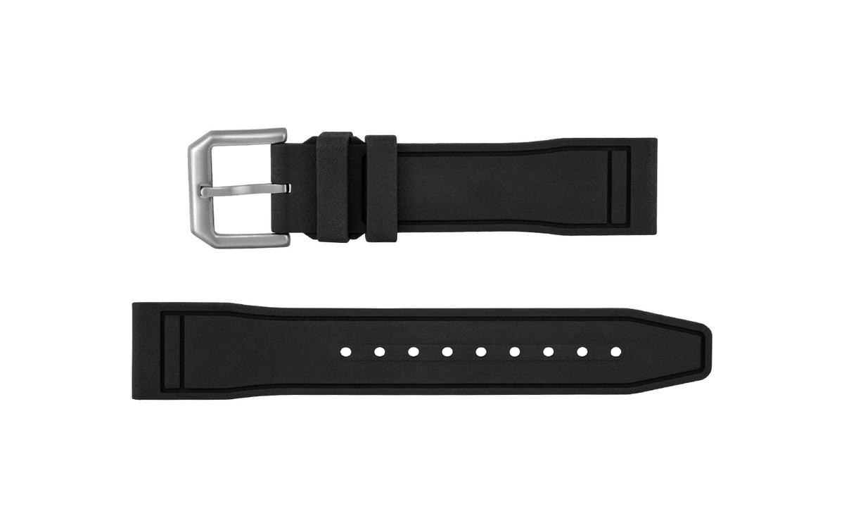 AWB Black Pilot Style FKM Rubber Watch Strap