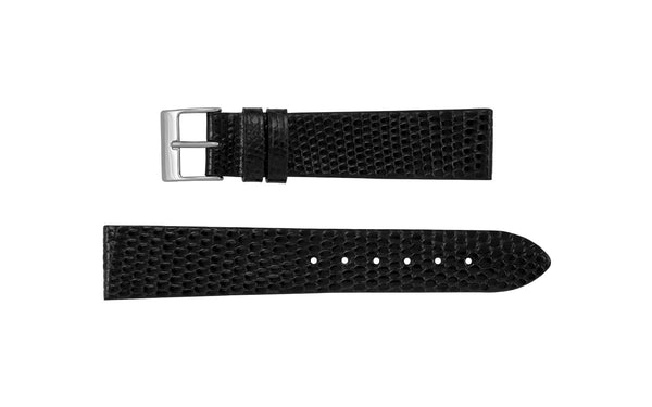 AWB Italian Made - Men's LONG Black Genuine Lizard Watch Strap