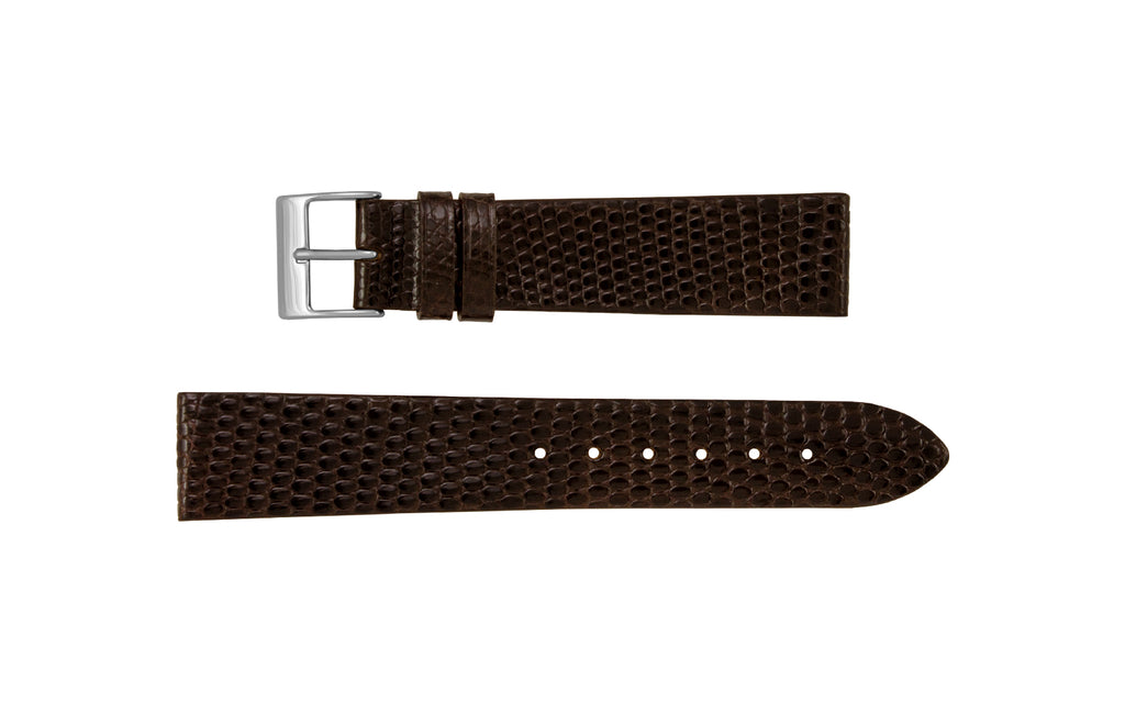 AWB Italian Made - Men's LONG Espresso Genuine Lizard Watch Strap