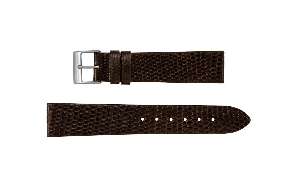 AWB Italian Made - Men&#39;s LONG Espresso Genuine Lizard Watch Strap