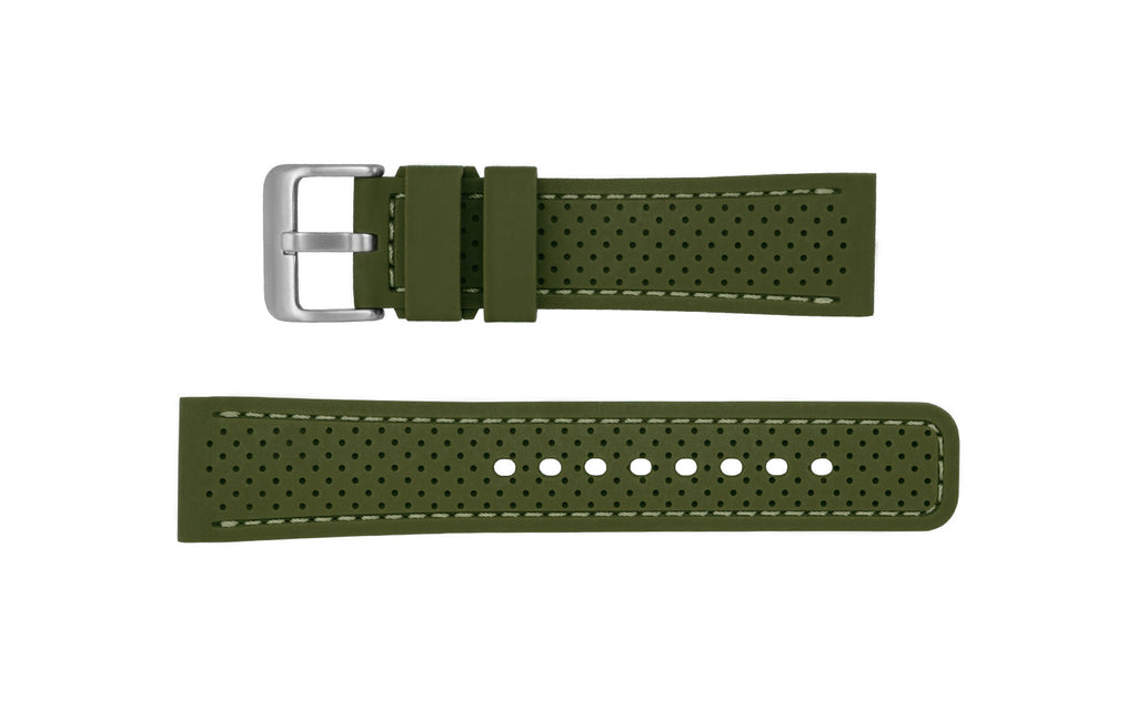 AWB Men's Olive Perforated Silicone Watch Band