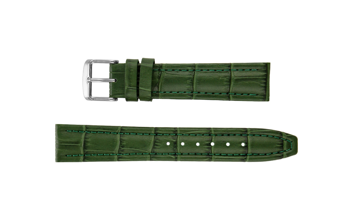 AWB Men&#39;s Green Alligator Grain Leather Watch Strap