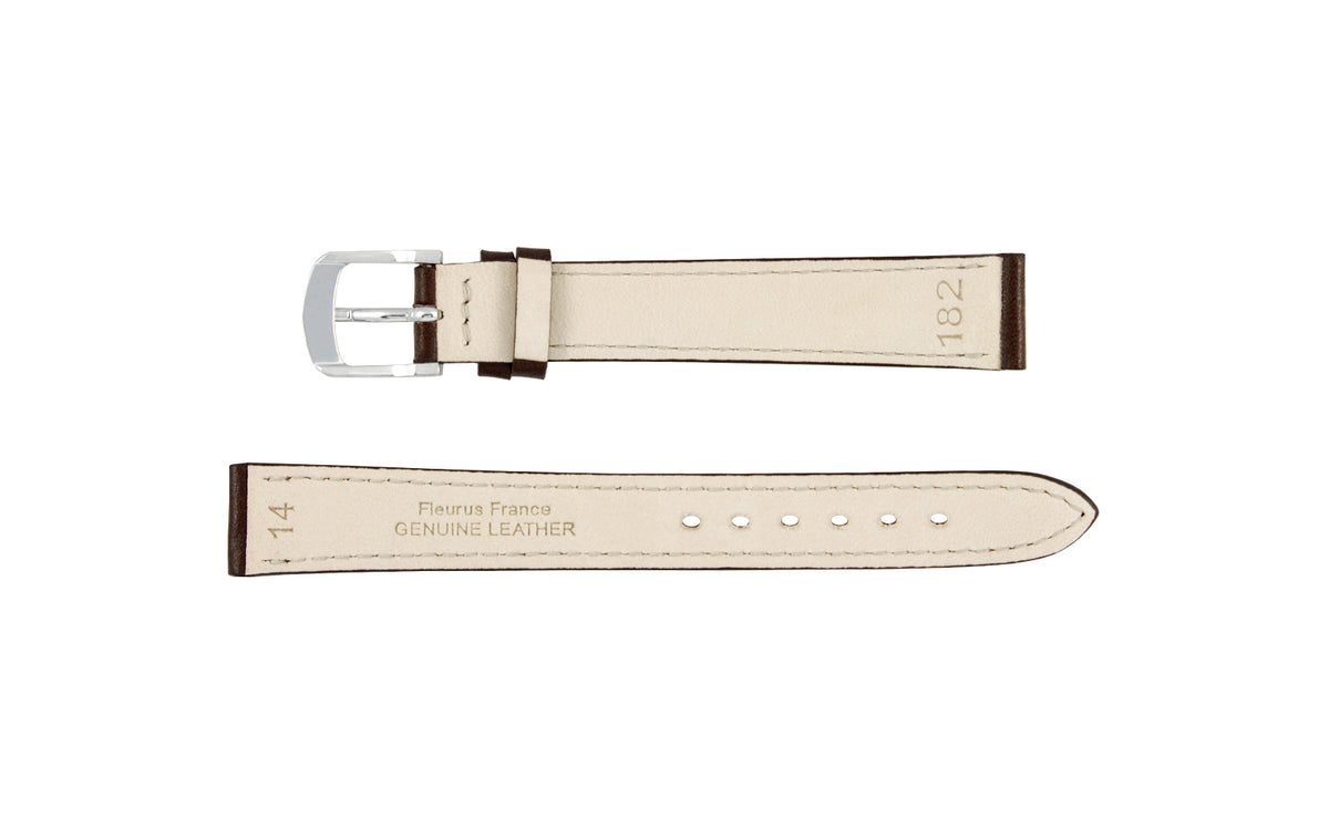 Fleurus France - Women&#39;s LONG Espresso Stitched Leather Watch Strap