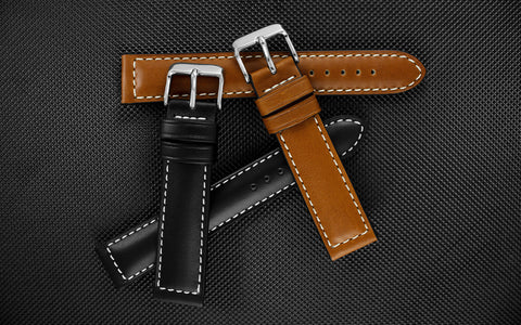 Fleurus France - Men's Tan Ecru Stitch Leather Watch Strap