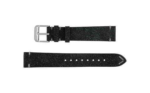 Fleurus France - Men's Charcoal Distressed Gray Stitch Vintage Leather Watch Strap