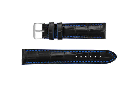 Fleurus France - Men's Black & Blue Alligator Grain Leather Watch Strap