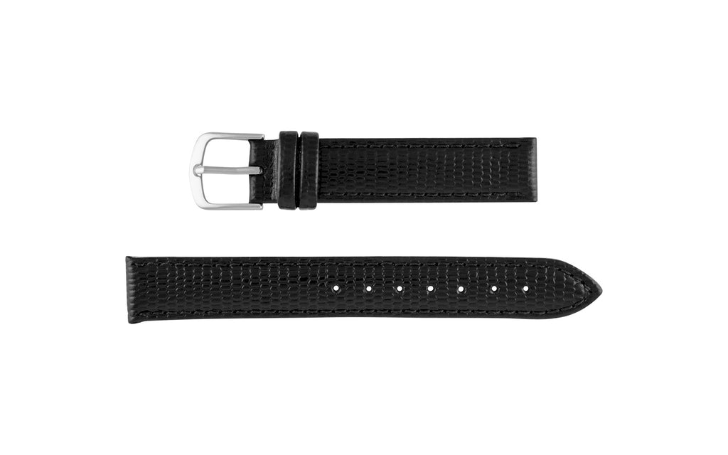Hadley-Roma Women's Black Java Lizard Grain Leather Watch Strap